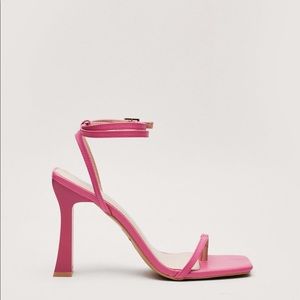 Nasty Gal Pink Strappy Square Toe Heels
